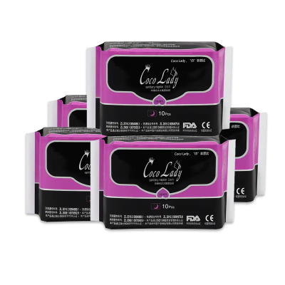 【COCO LADY夜用卫生巾 】COCO LADY严选环保高质原料，放弃低成本，拒绝绒毛浆、荧光剂、选用优质的原材，采用环氧乙烷消毒灭菌，让您远离伤害。品质生活触手可及，云感透气棉，锁水大吸力，多功能芯片精心设计层层结构，以一片爱心满满的卫生巾，换您选择安心，使用放心，用后舒心