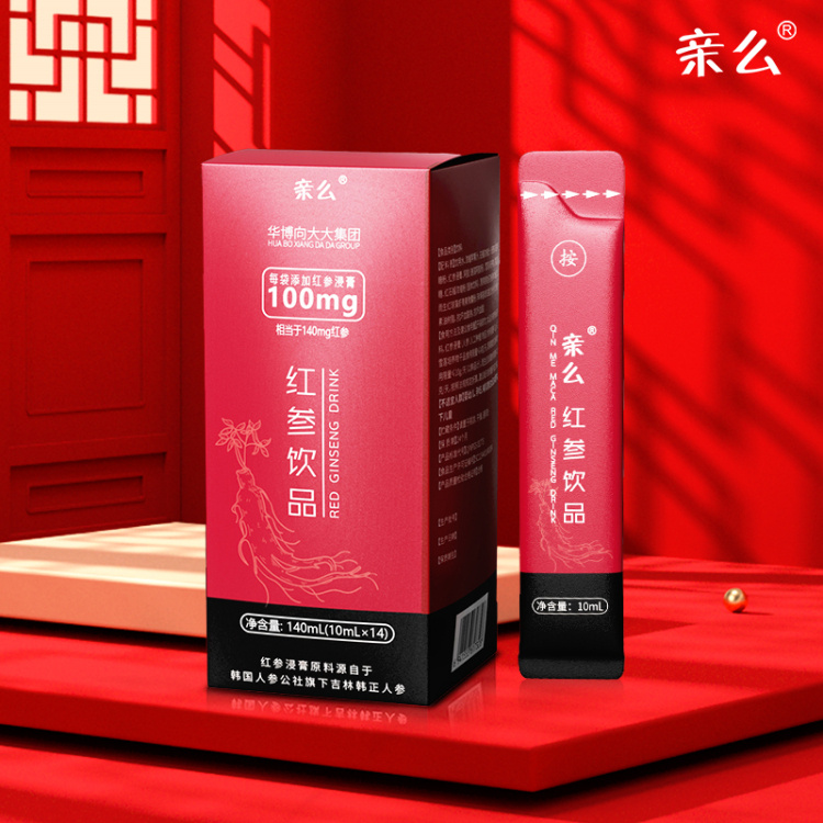 【亲么红参气血饮品（14条/盒）】养颜佳品，女人喝了补血滋阴，男性喝红参饮品更是大补元气。有效促进血液循环，增加皮肤的光泽和弹性，减少皱纹和色斑的产生。改善睡眠，改善肤色，补血滋阴，促进血液循环，调理女性精气神，恢复元气，让您面色红润，越喝越健康美丽